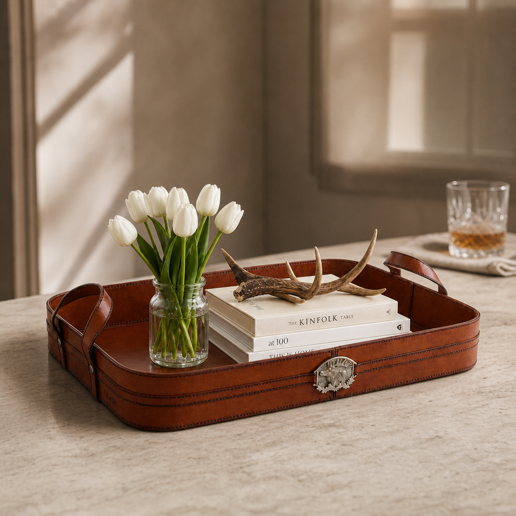 Leather Elk Serving Tray 3