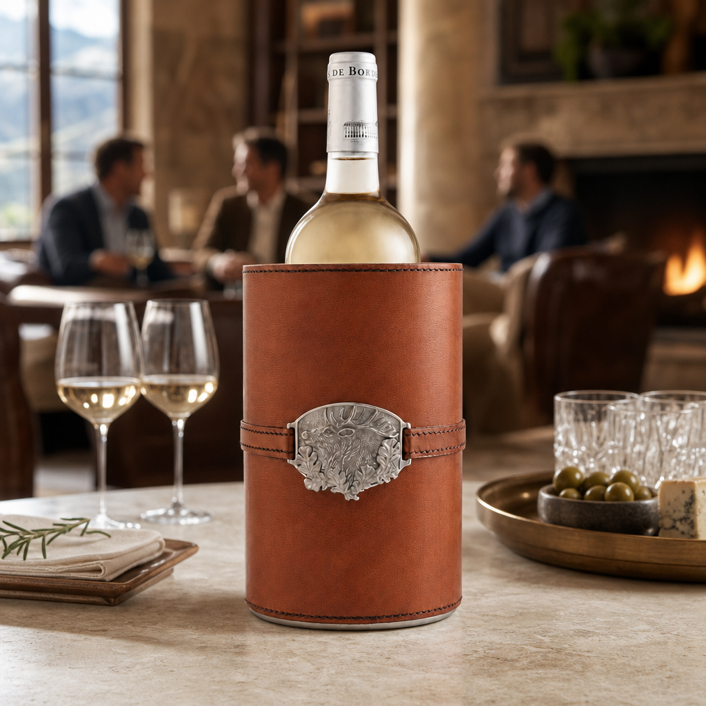Leather Elk Wine Bottle Chiller 7
