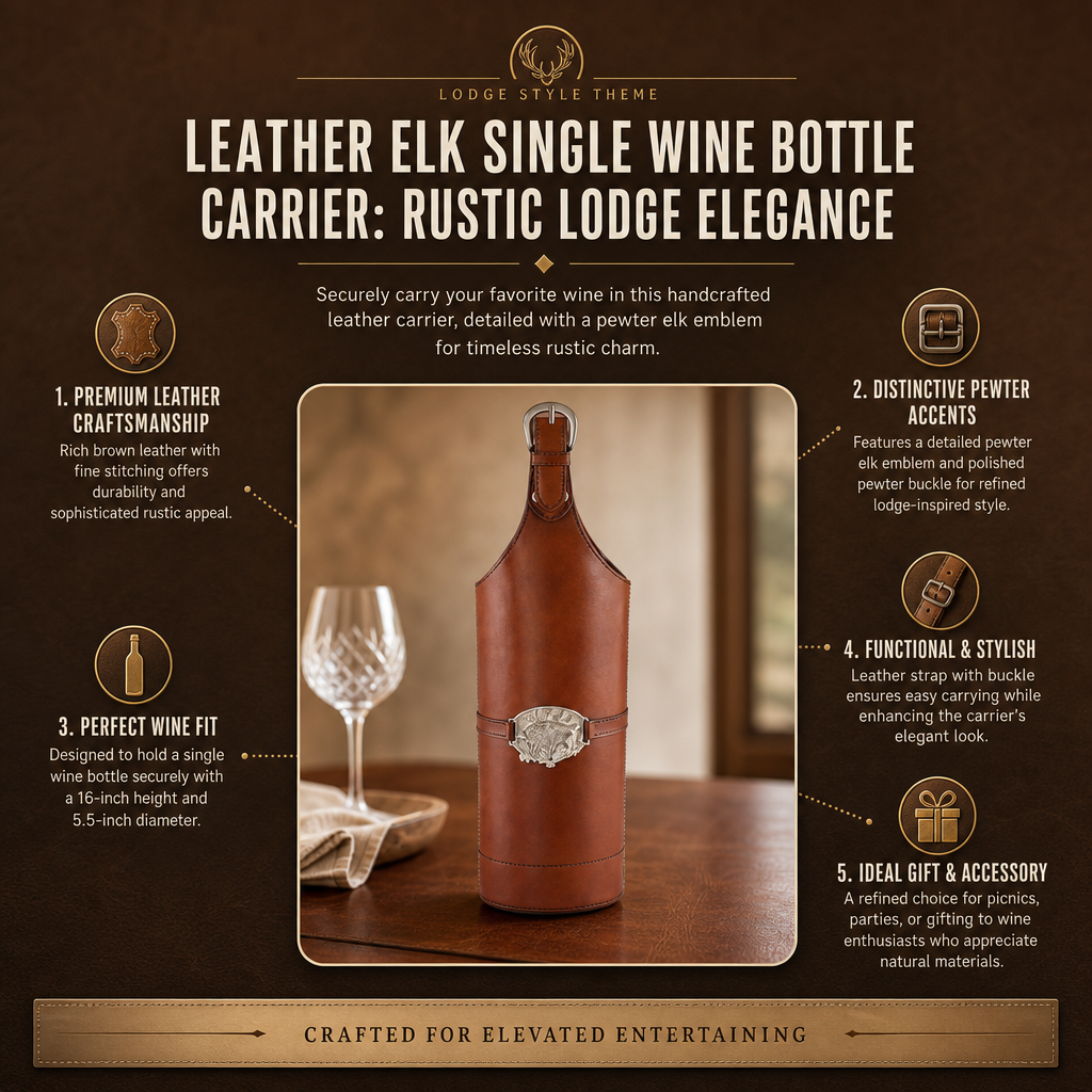 Leather Elk Single Wine Bottle Carrier 8