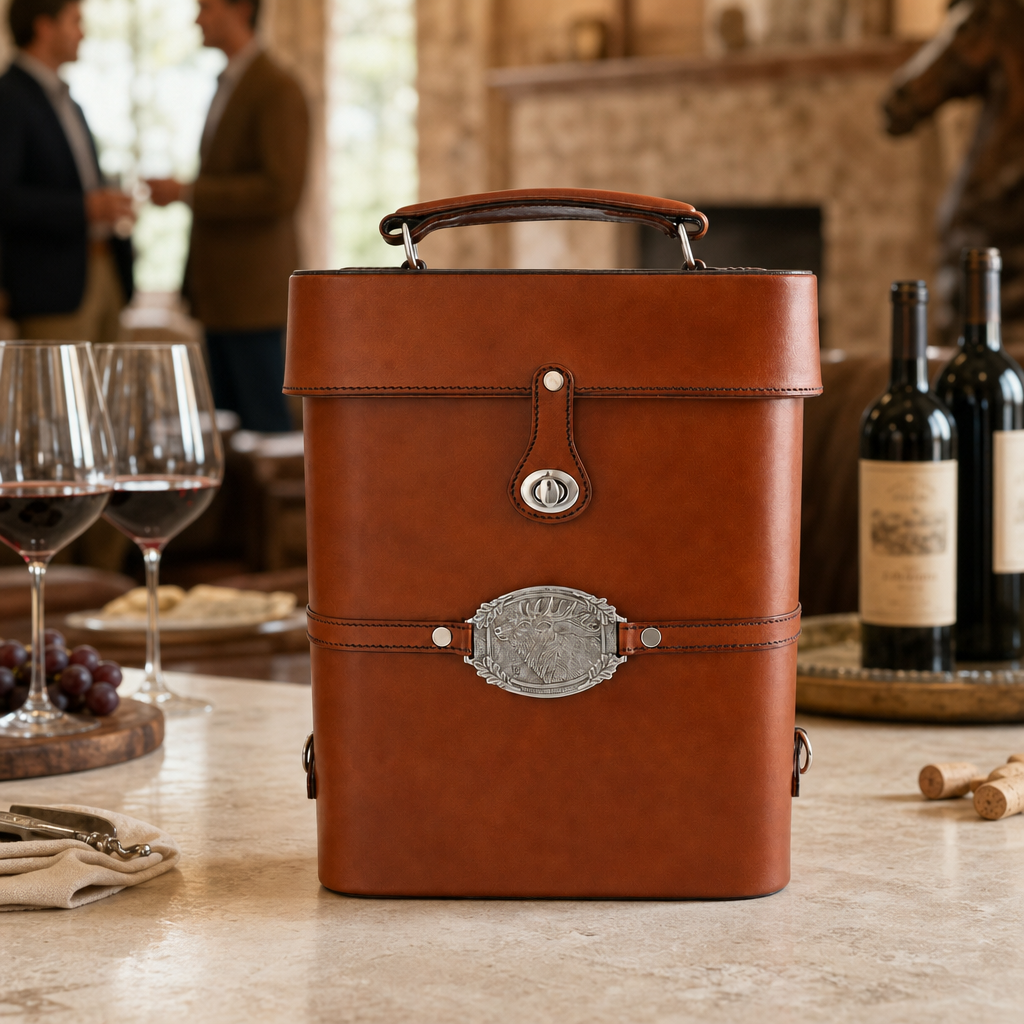Leather Elk Double Wine Bottle Carrier 5