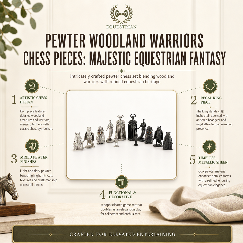 Pewter Woodland Warriors Chess Pieces 7