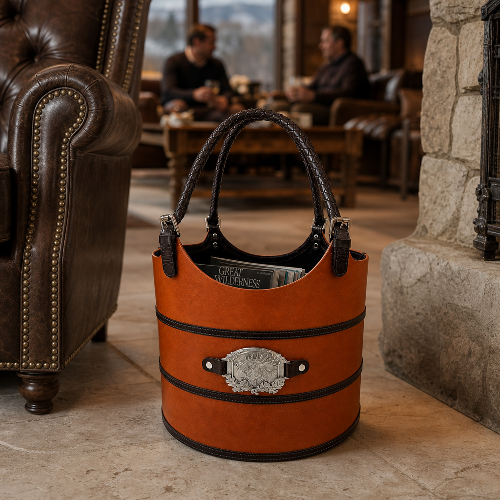 Leather Elk Magizine Basket 4