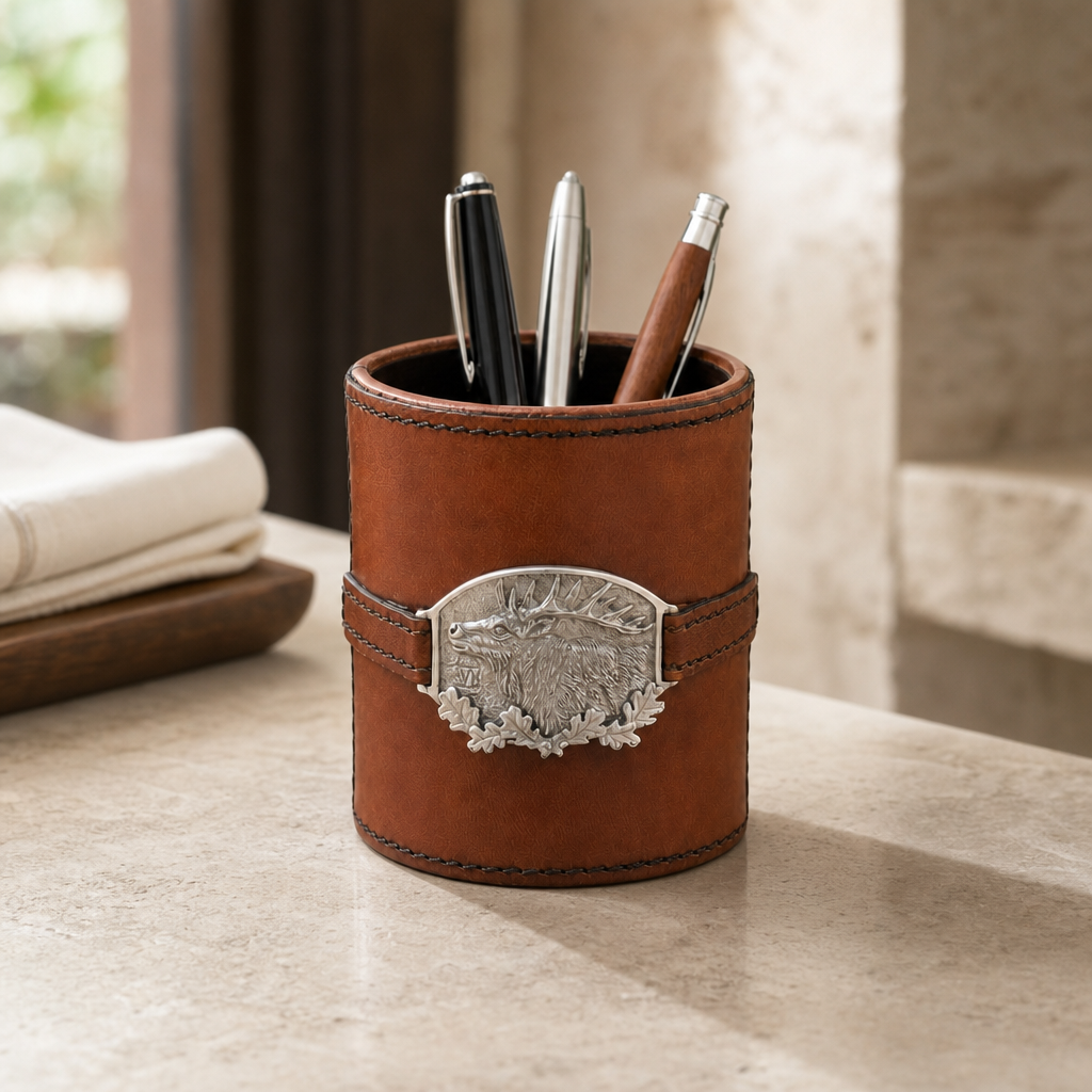 Leather Elk Office Pen Holder 3