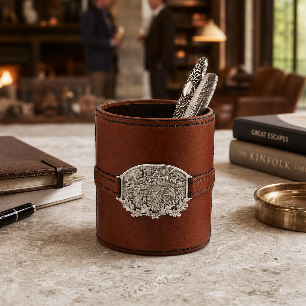 Leather Elk Office Pen Holder 4