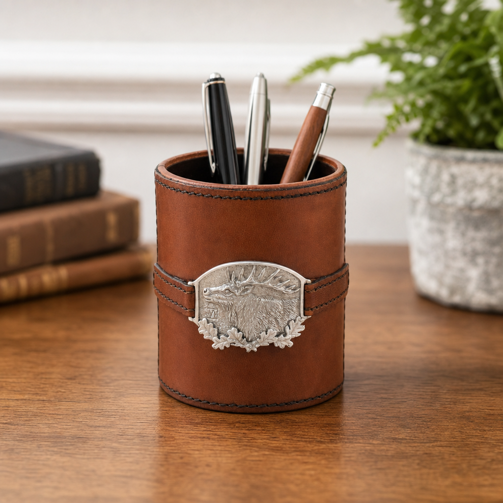Leather Elk Office Pen Holder 7