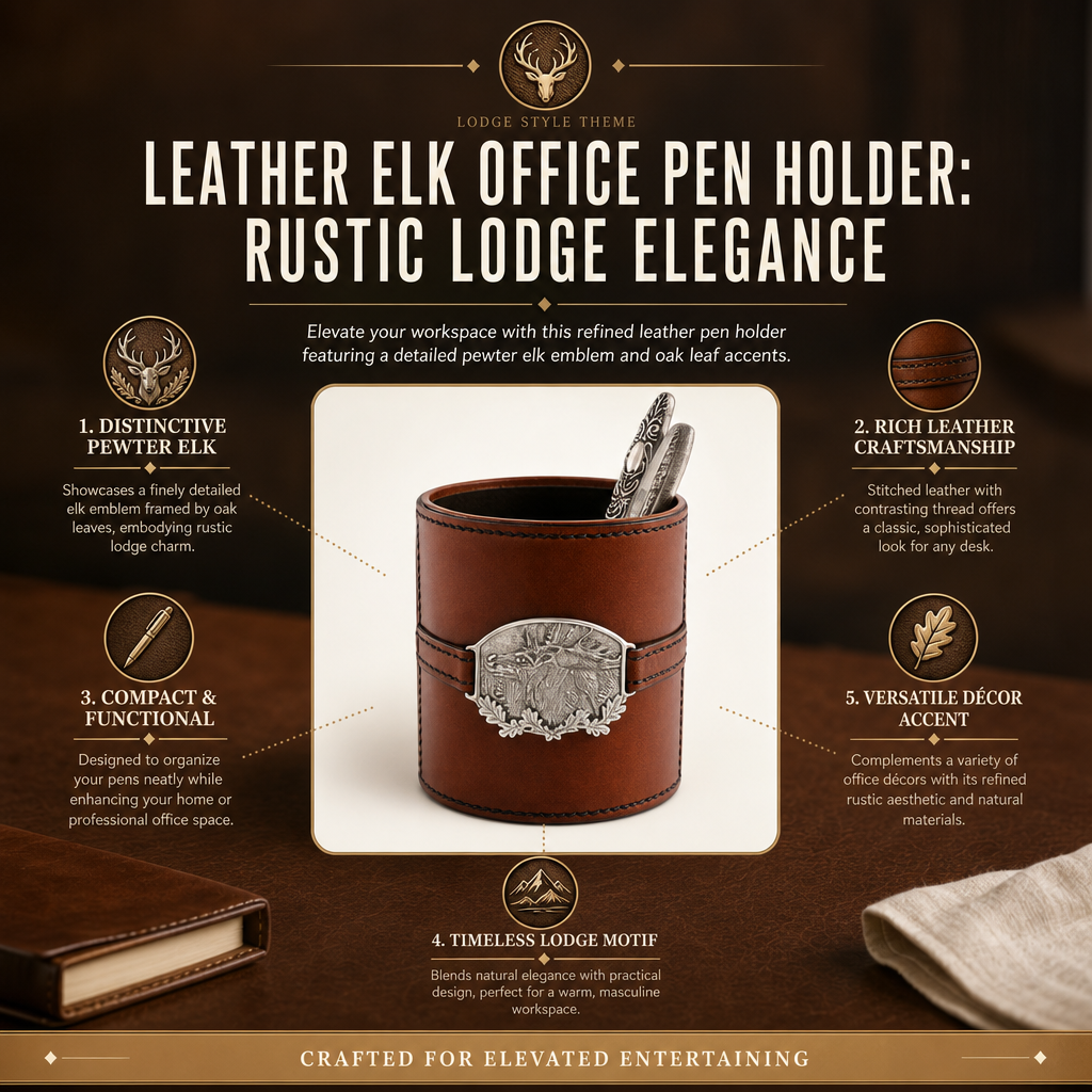 Leather Elk Office Pen Holder 8