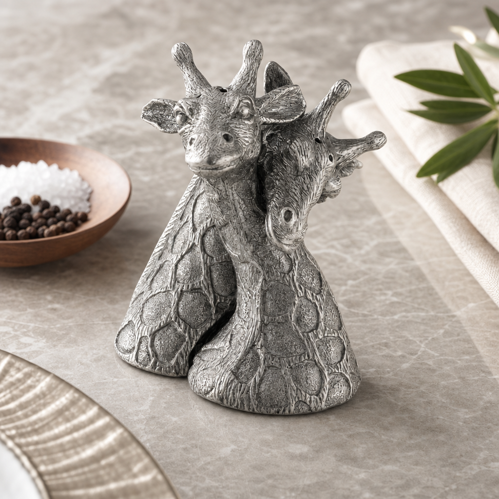 Pewter Giraffes Salt & Pepper Set 2