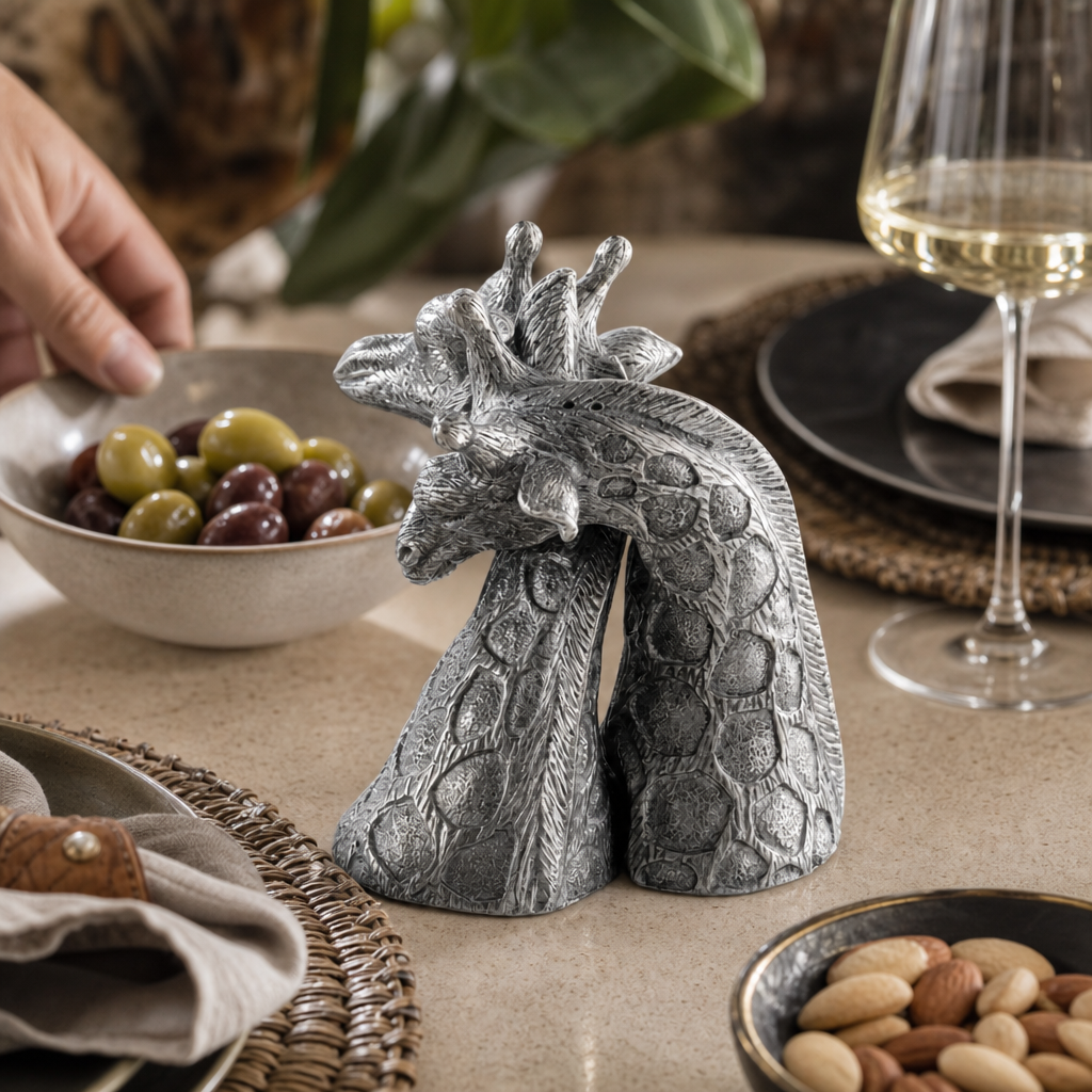 Pewter Giraffes Salt & Pepper Set 7