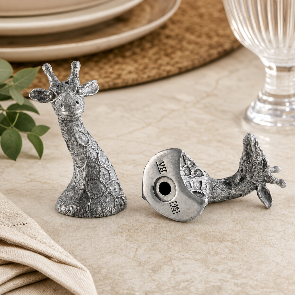 Pewter Giraffes Salt & Pepper Set 5