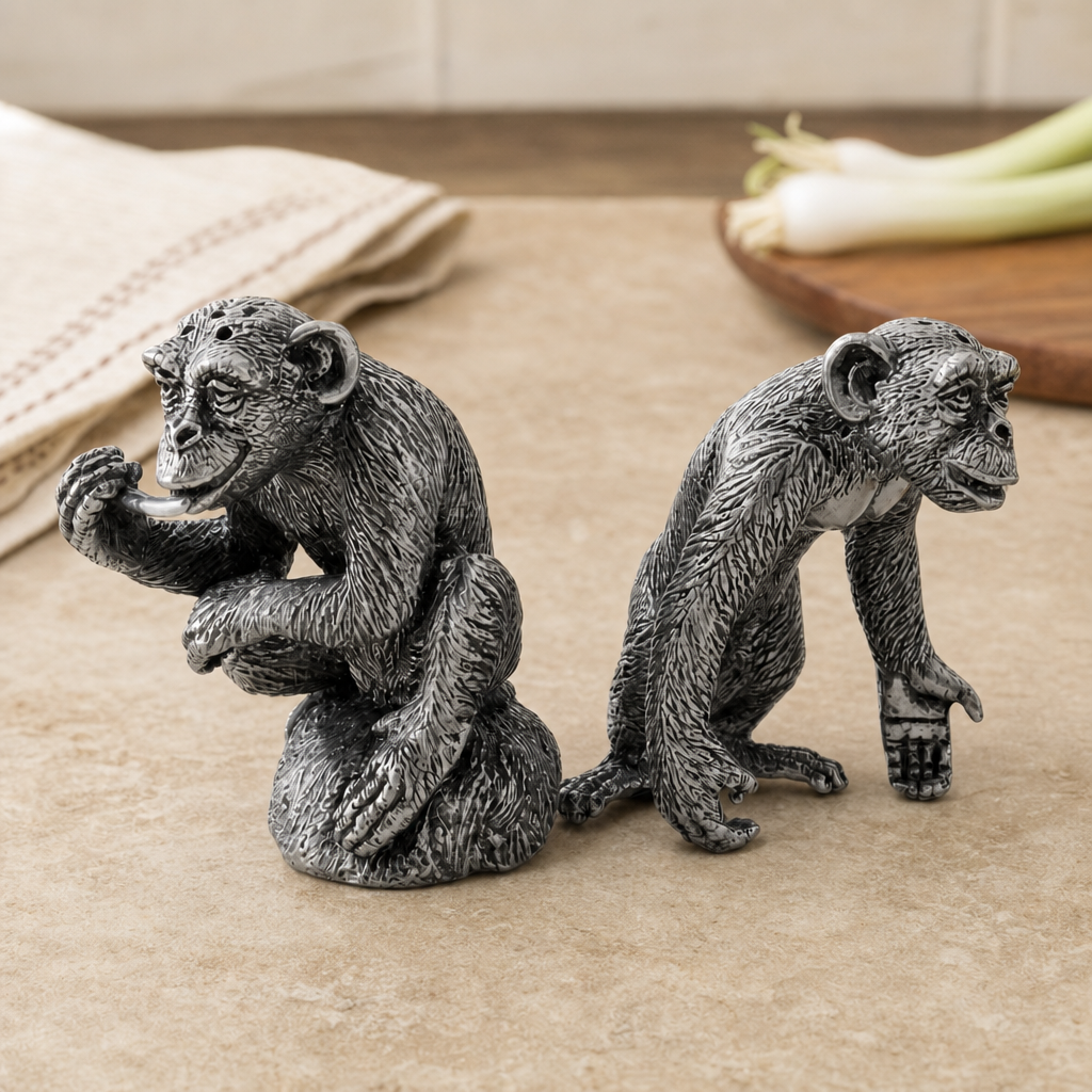 Pewter Chimp Salt and Pepper 3