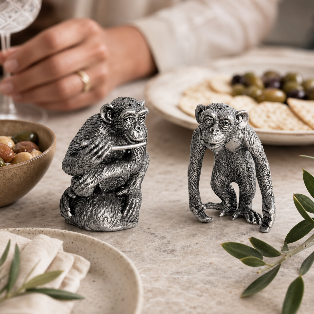 Pewter Chimp Salt and Pepper 8