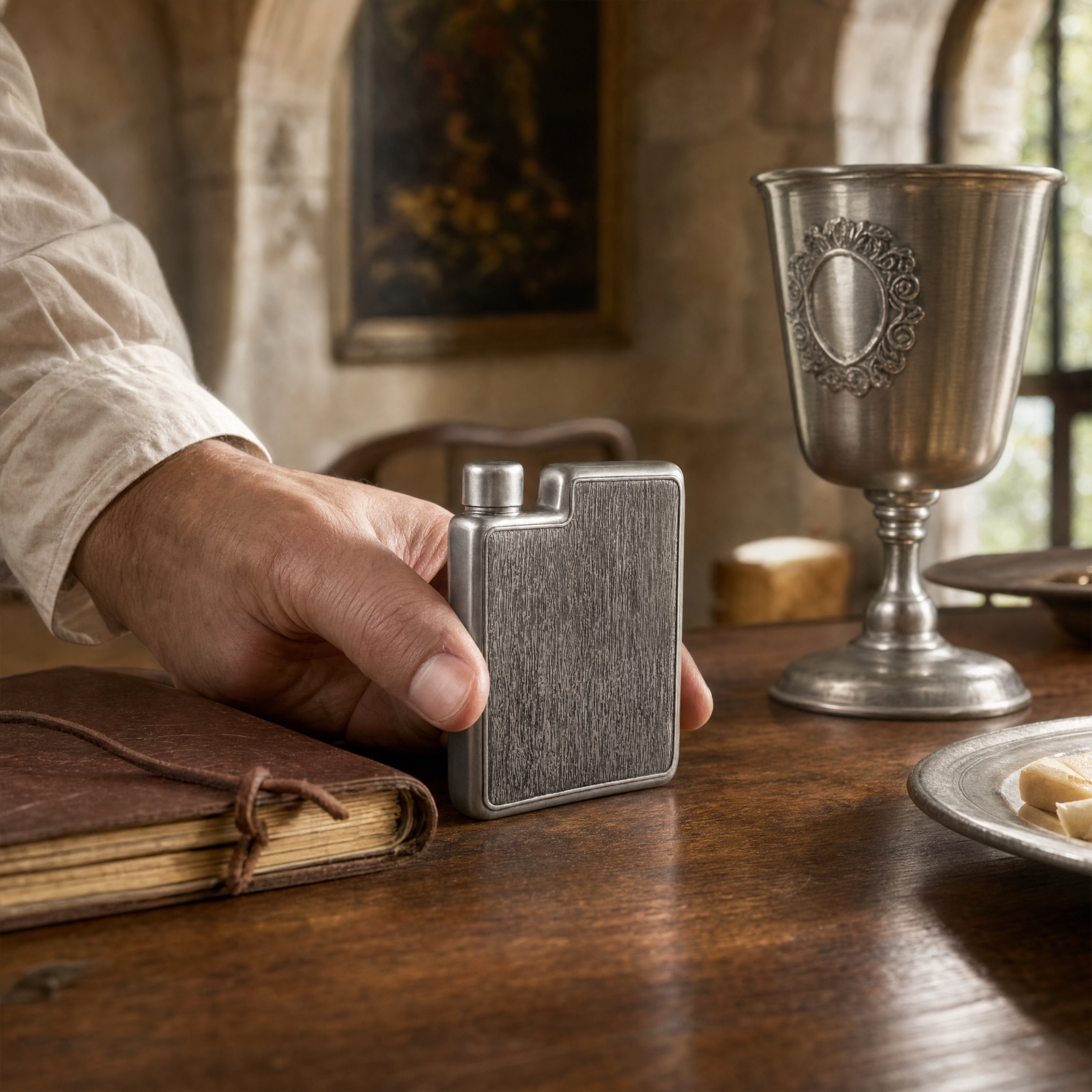 Classic Pewter Flask 9