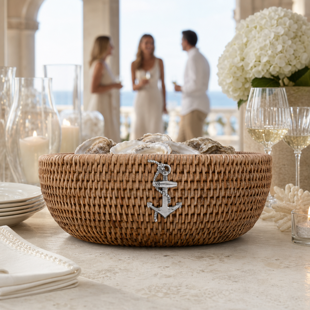 Anchor Hand Woven Wicker Natural Rattan Serving Bowl 6