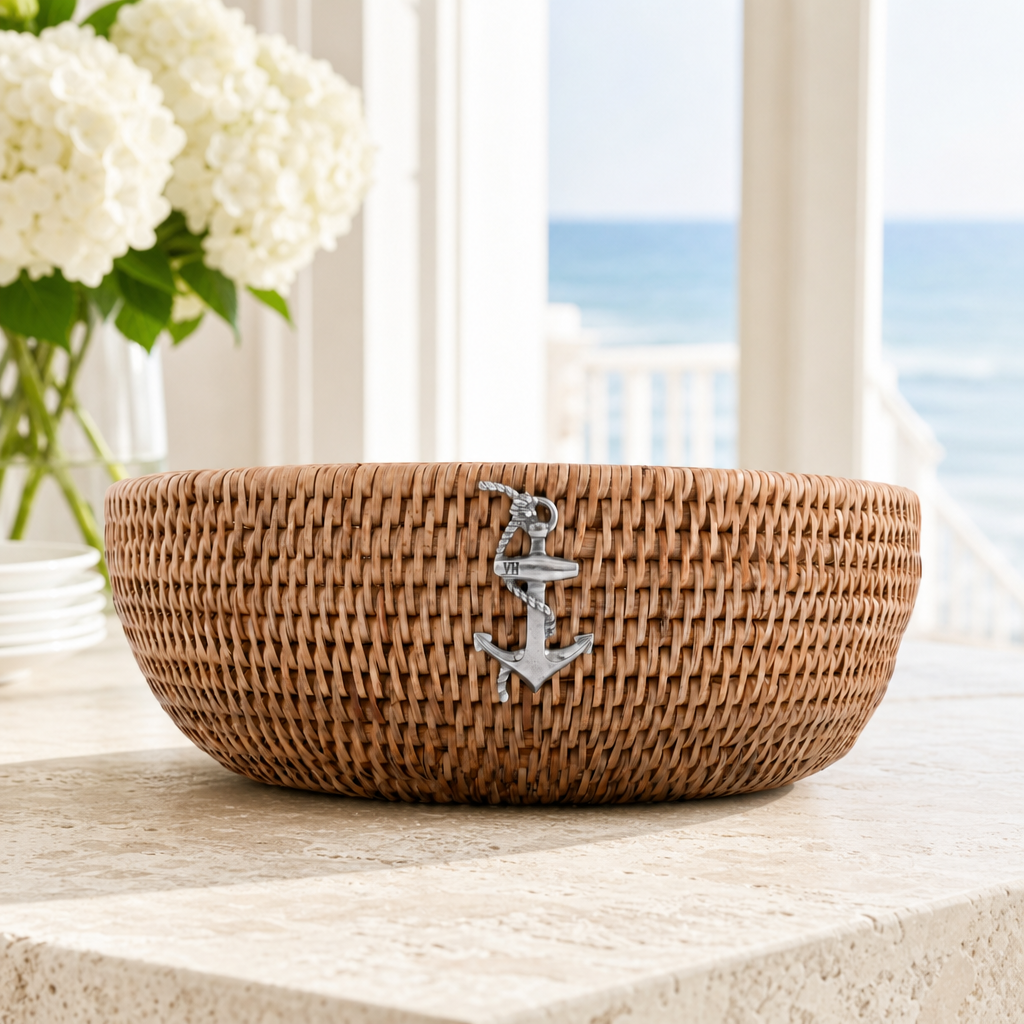 Anchor Hand Woven Wicker Natural Rattan Serving Bowl 1