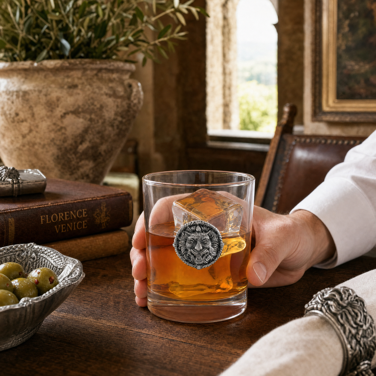 Lion Head Double Old Fashion Bar Glass 7