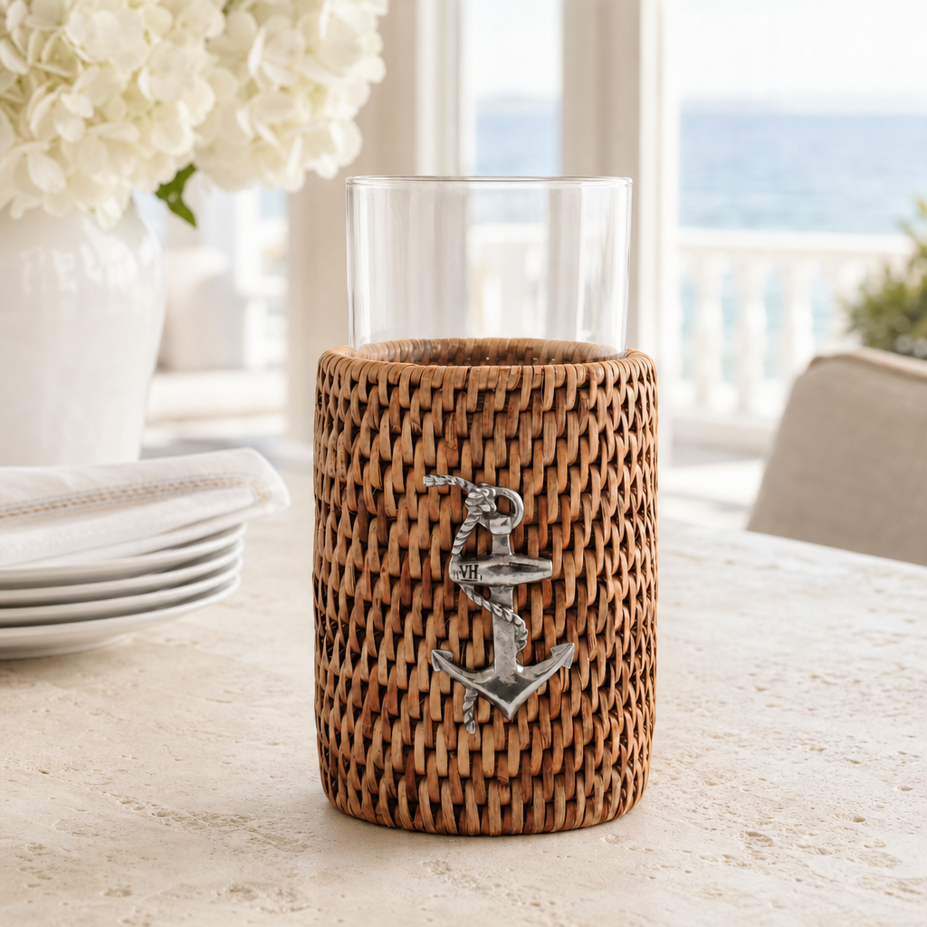 Anchor Drinking Glass Covered with Hand Woven Wicker Rattan - Set of 4 4