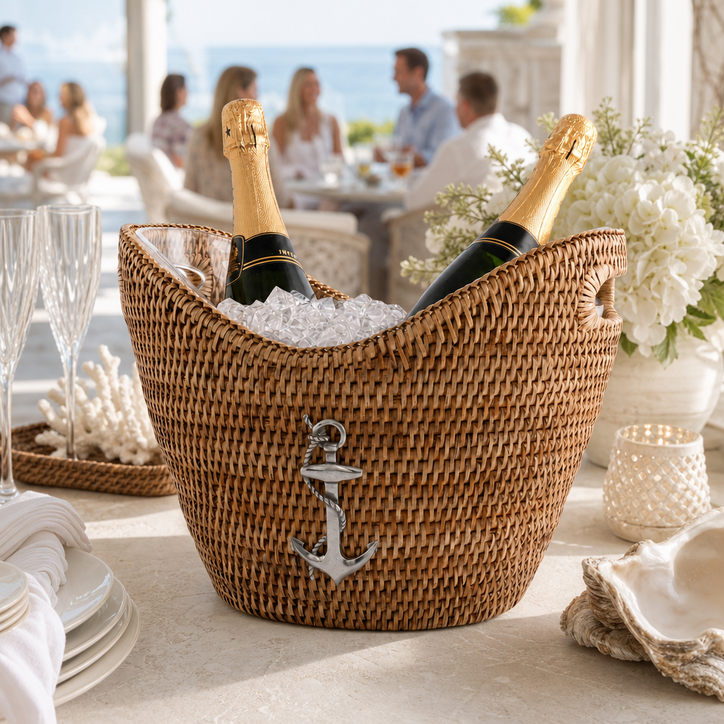 Anchor Hand Woven Wicker Rattan Champagne / Ice Tub 6