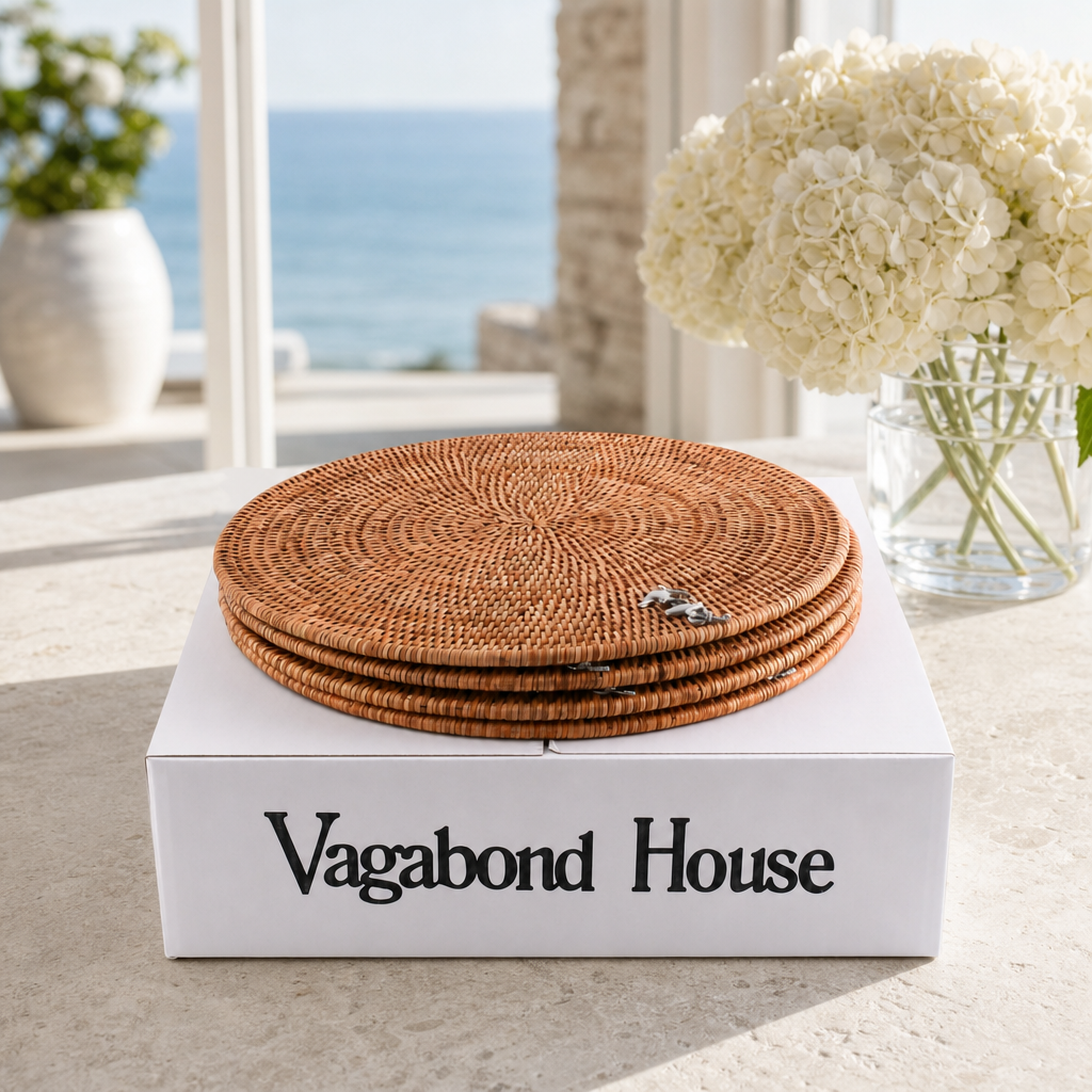 Anchor Placemat Hand Woven Wicker Rattan Round - Set of 4 4