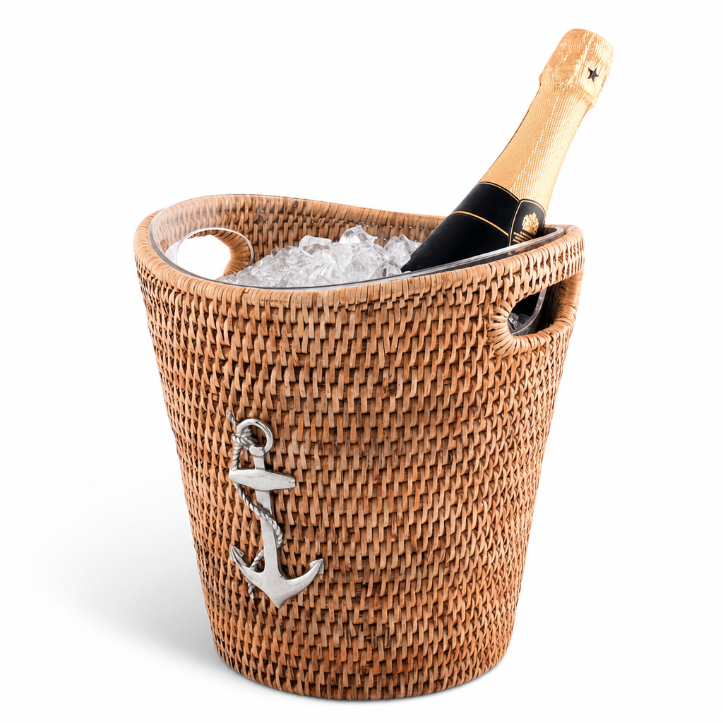 Anchor Hand Woven Wicker Rattan Champagne / Ice Bucket 1