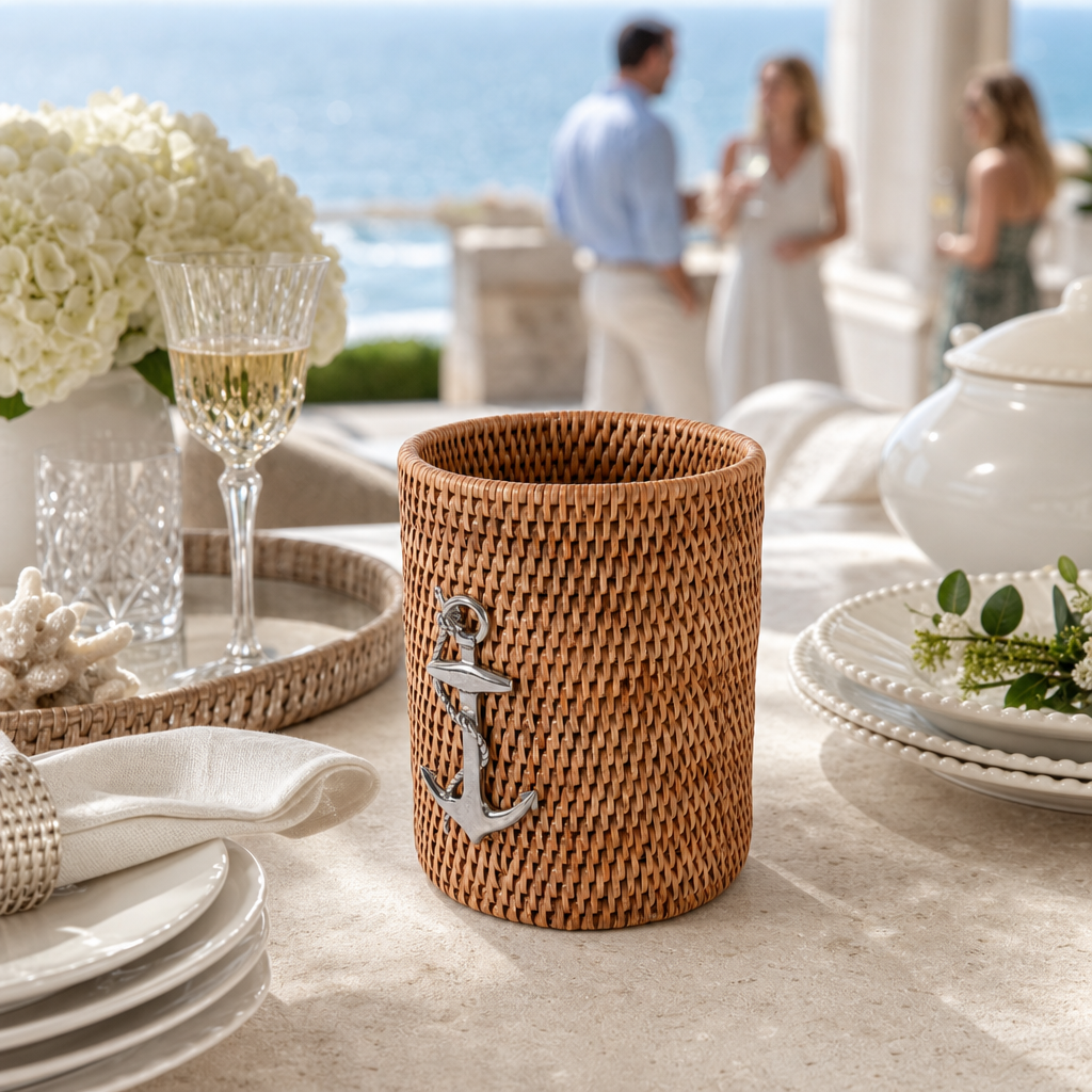 Anchor Hand Woven Wicker Rattan Utensils Holder 8