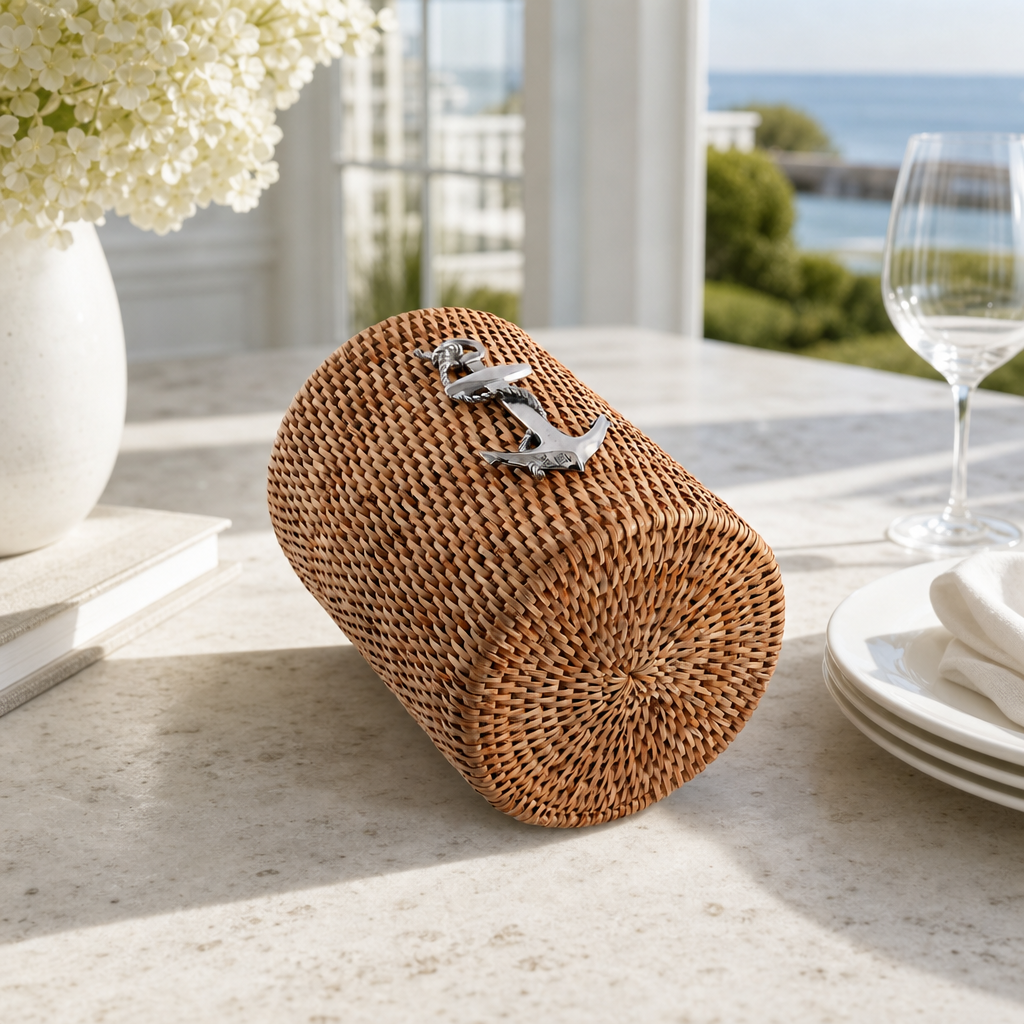 Anchor Hand Woven Wicker Rattan Utensils Holder 5
