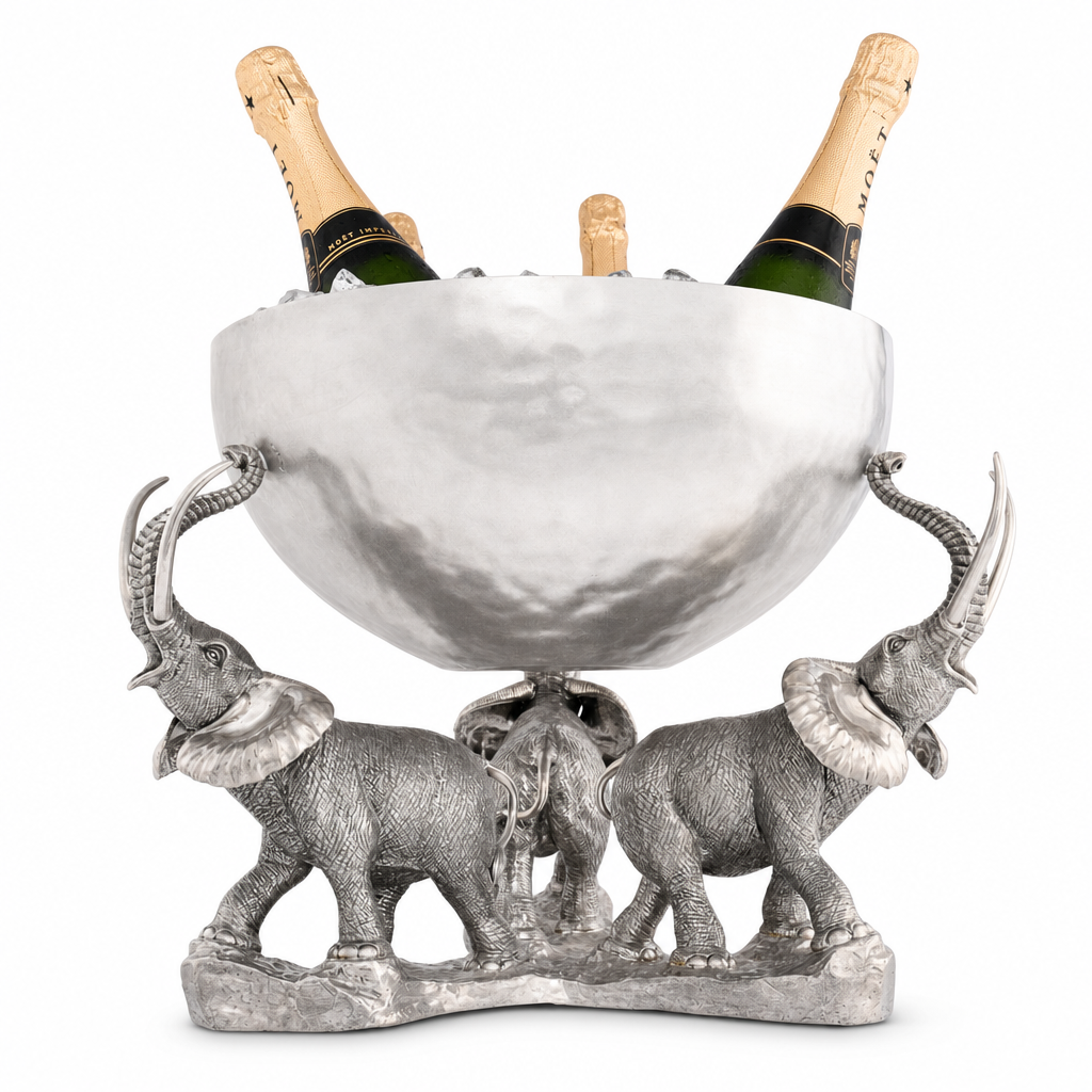 Pewter Elephant Trio Ice / Punch Tub Stainless 1