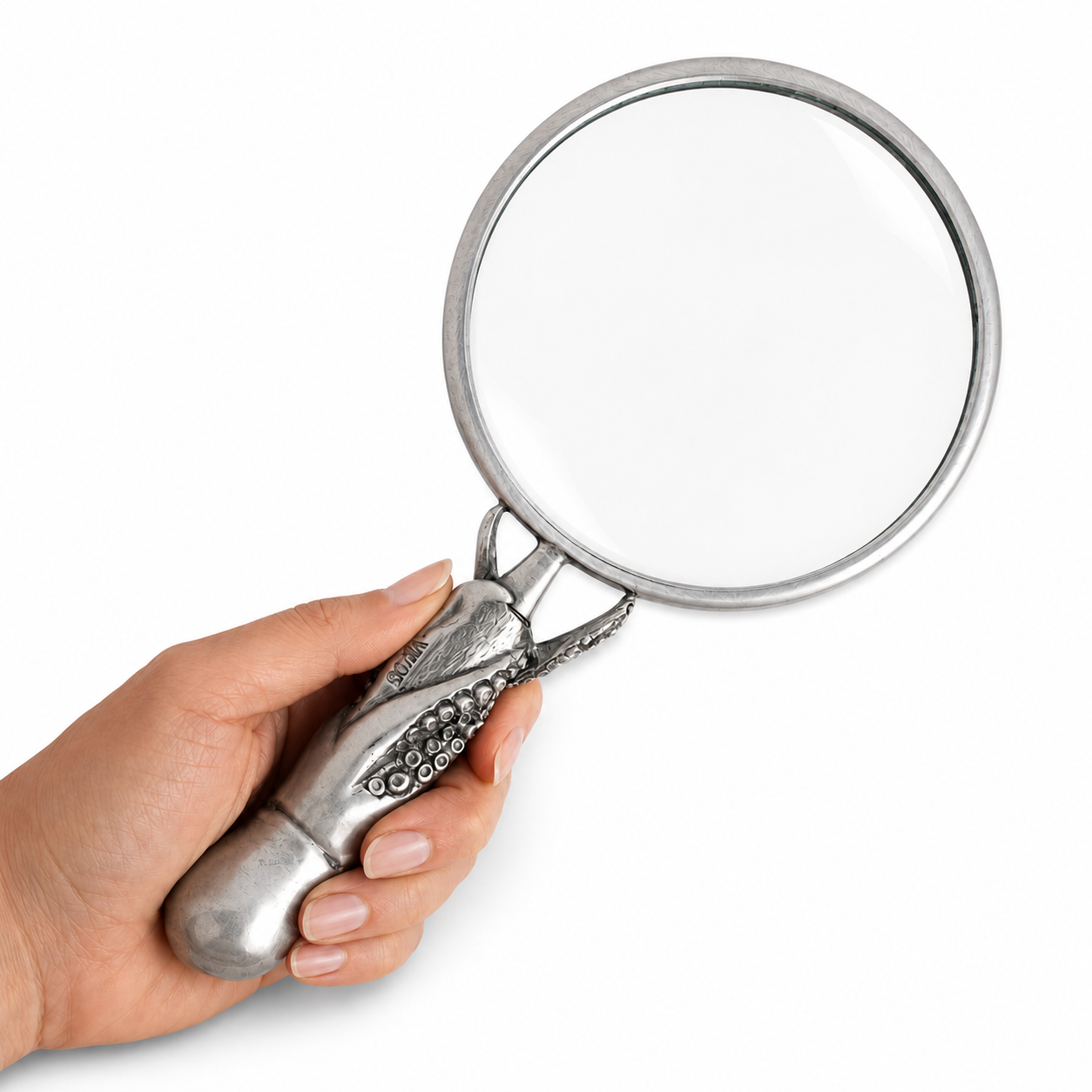 Pewter Octopus Handle Magnifier 4 inches
