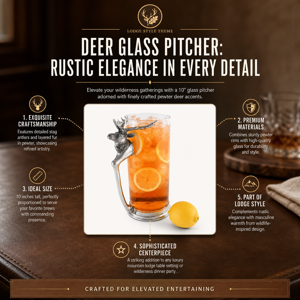 Deer Glass Pitcher: Rustic Elegance in Every Detail
