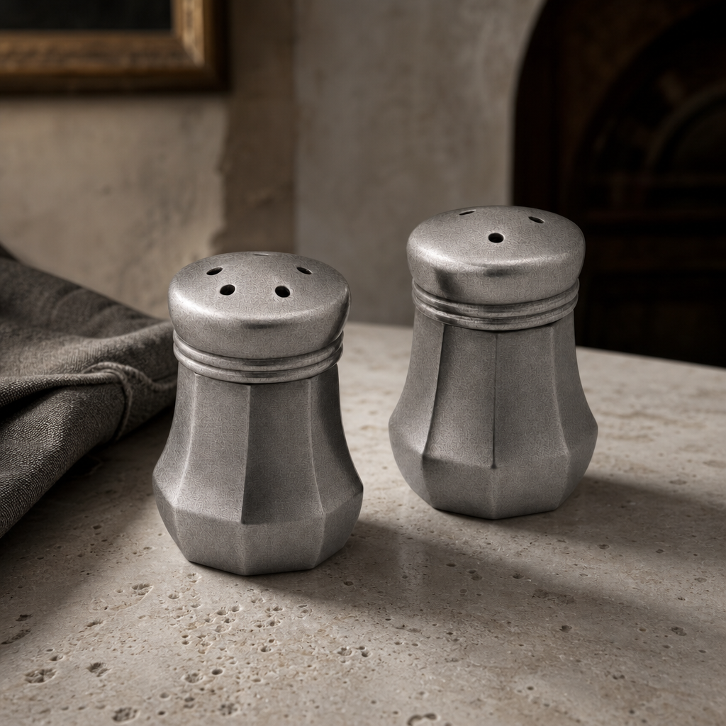 Mini Pewter Salt and Pepper 1