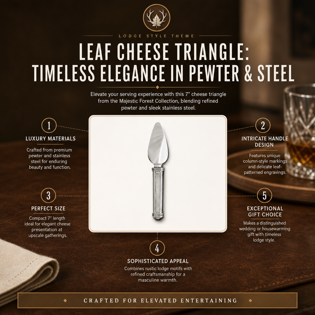 Leaf Cheese Triangle: Timeless Elegance in Pewter & Steel