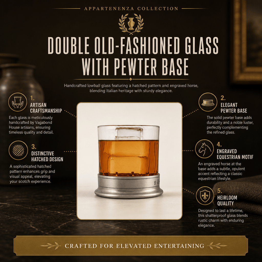 Double Old-Fashioned Glass with Pewter Base