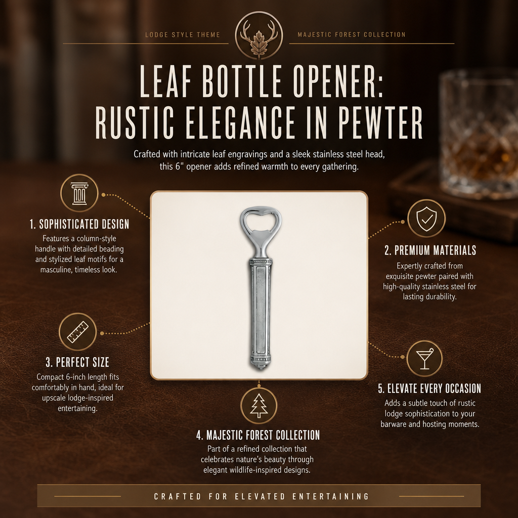 Leaf Bottle Opener: Rustic Elegance in Pewter