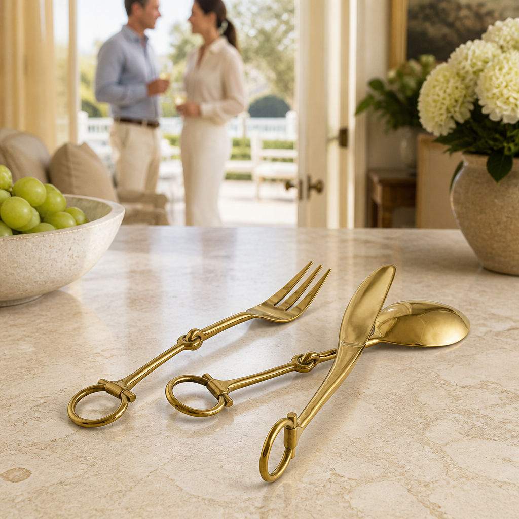 Bit  Five piece Flatware Set - Stainless Steel Shiny Gold 7