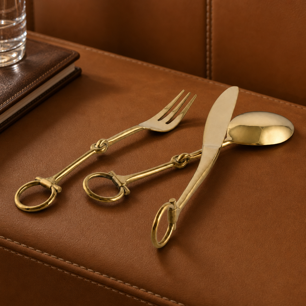Bit  Five piece Flatware Set - Stainless Steel Shiny Gold 4