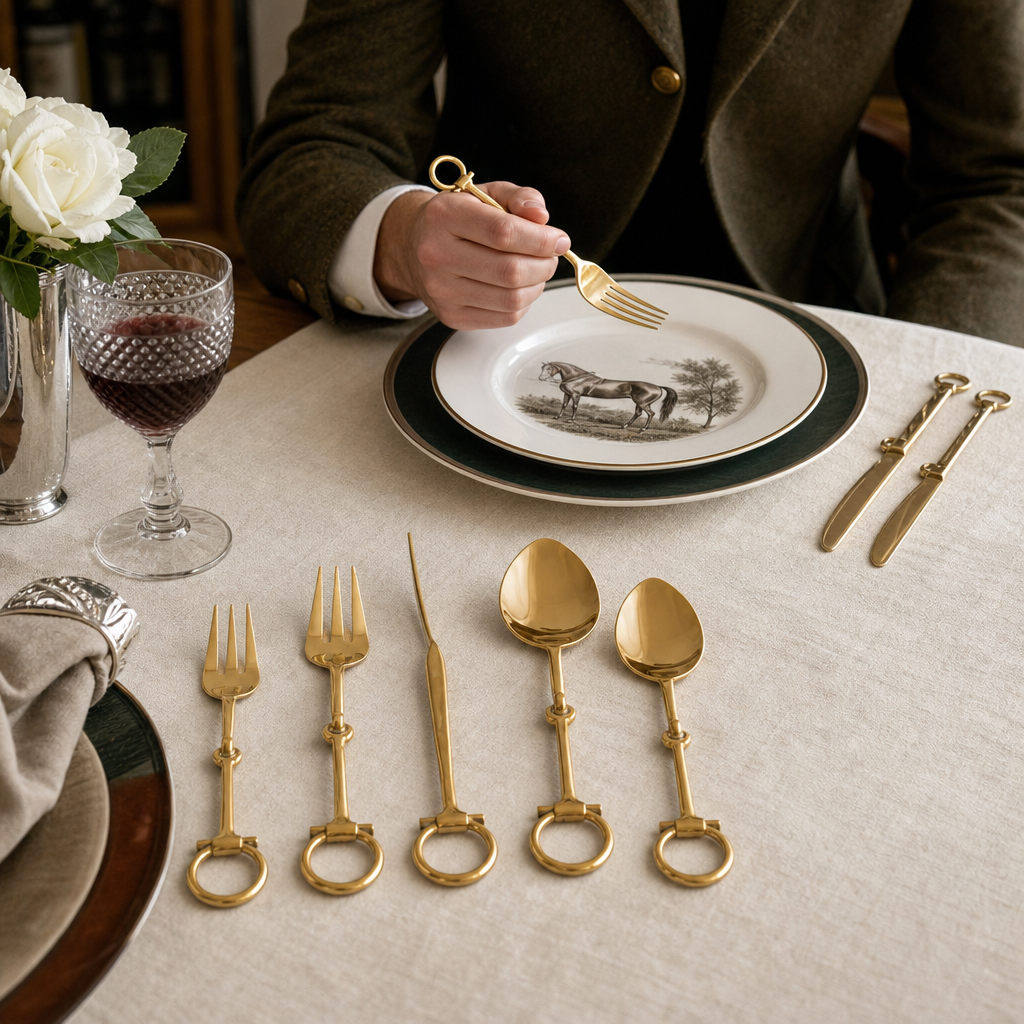 Bit  Five piece Flatware Set - Stainless Steel Shiny Gold 4