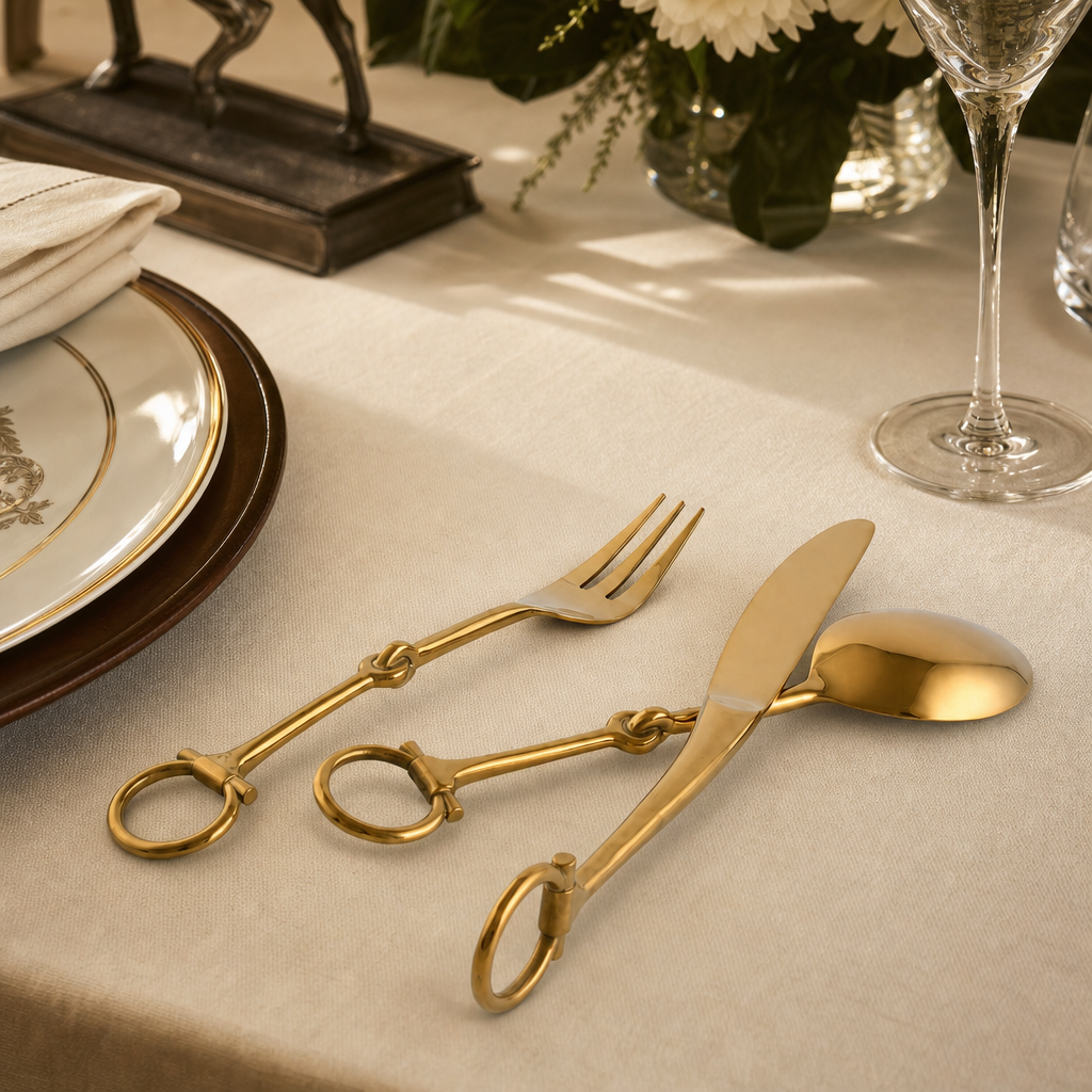 Bit  Five piece Flatware Set - Stainless Steel Shiny Gold 6