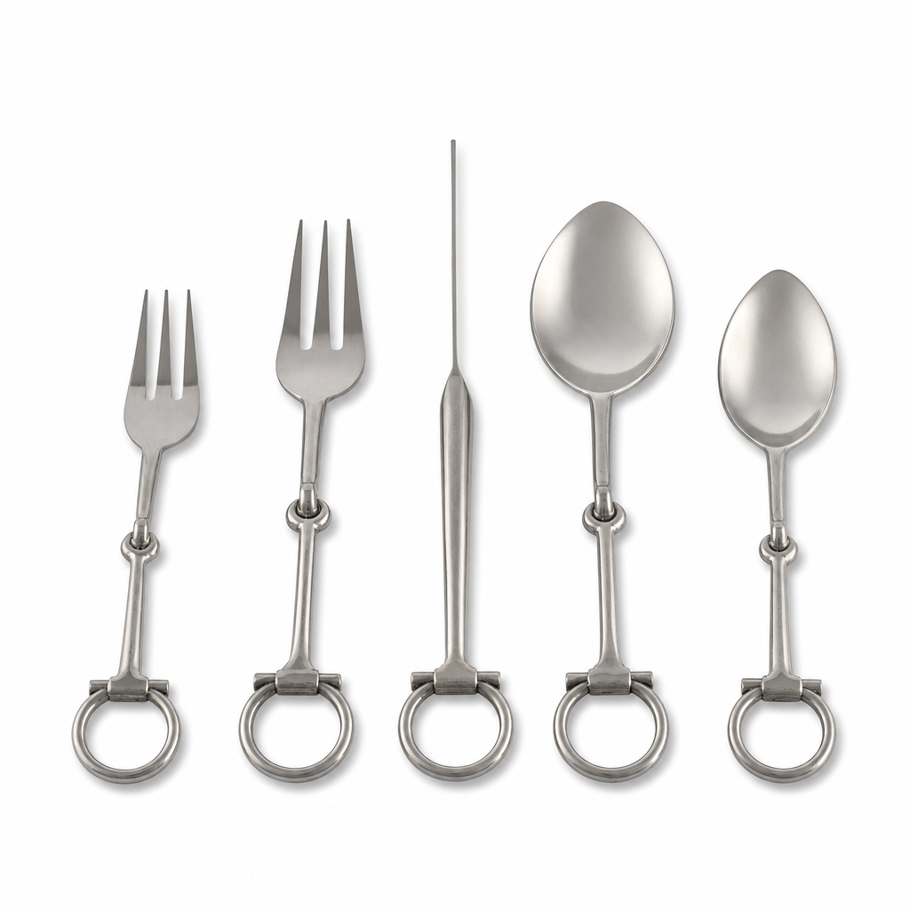 Bit Five piece Flatware Set - Stainless Steel Matt Silver 1