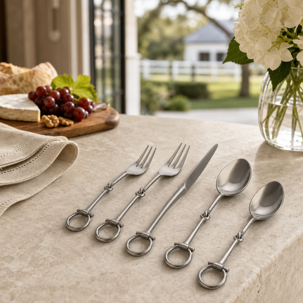 Bit Five piece Flatware Set - Stainless Steel Matt Silver 7