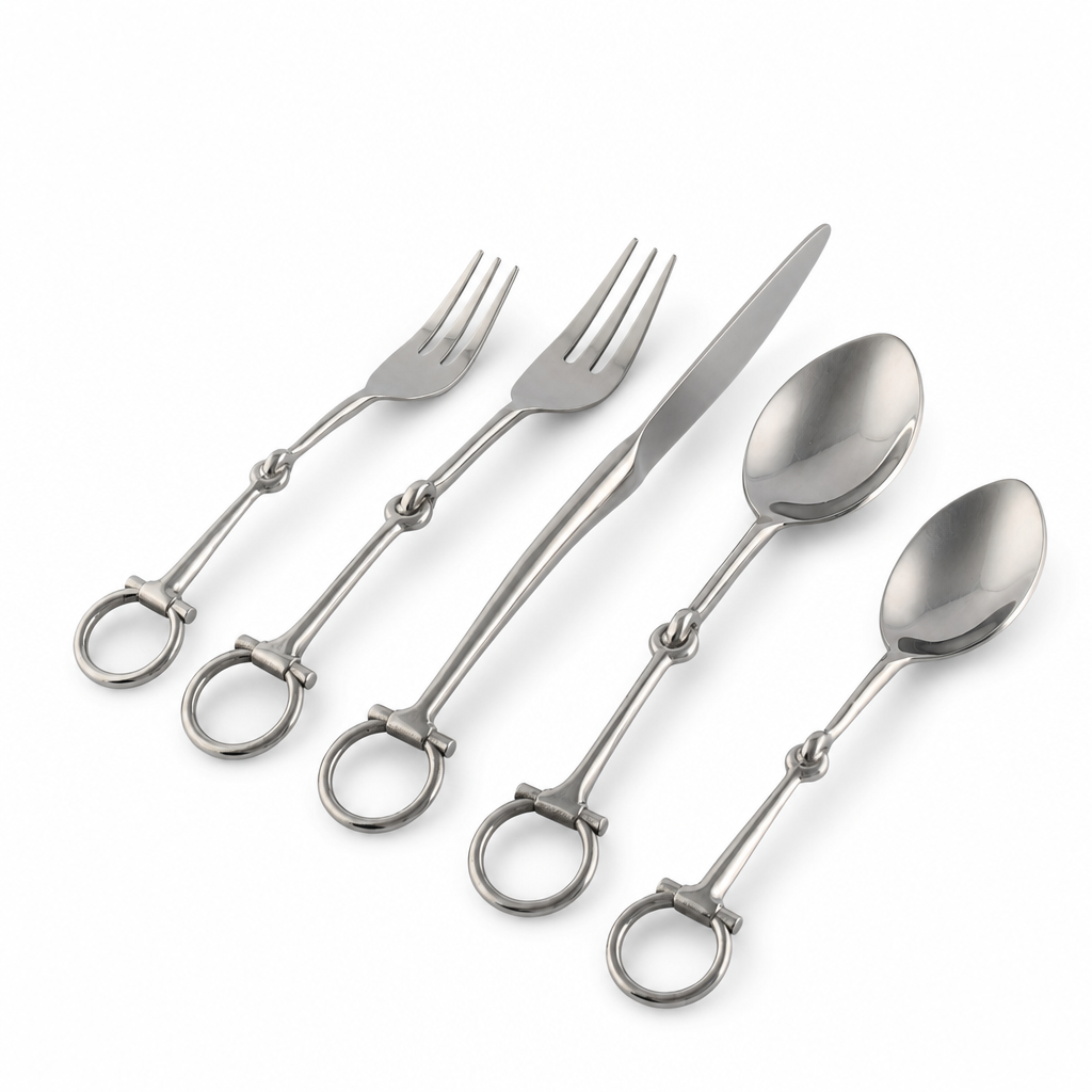 Bit Five piece Flatware Set - Stainless Steel Matt Silver 10