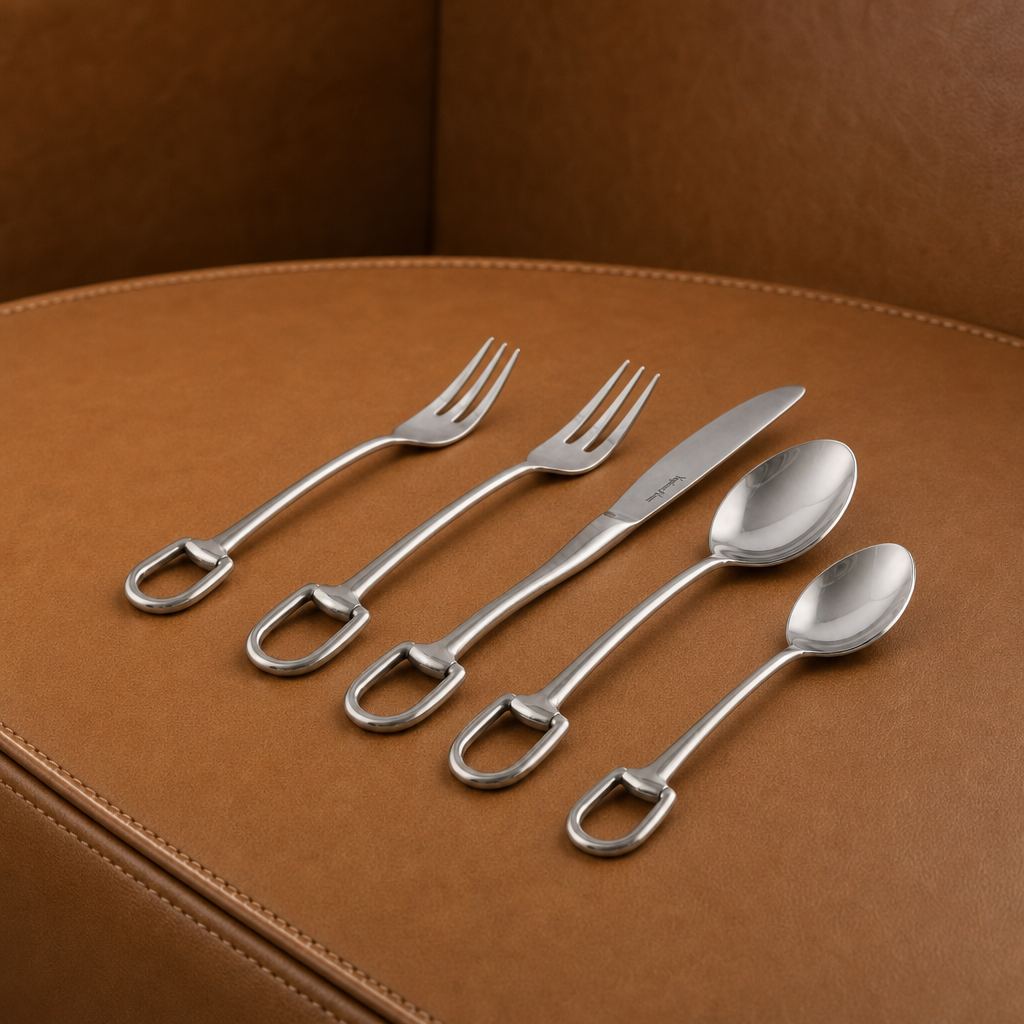 Stirrup Five piece Flatware Set - Stainless Steel Matt Silver 1