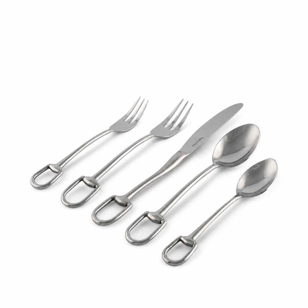 Stirrup Five piece Flatware Set - Stainless Steel Matt Silver 1