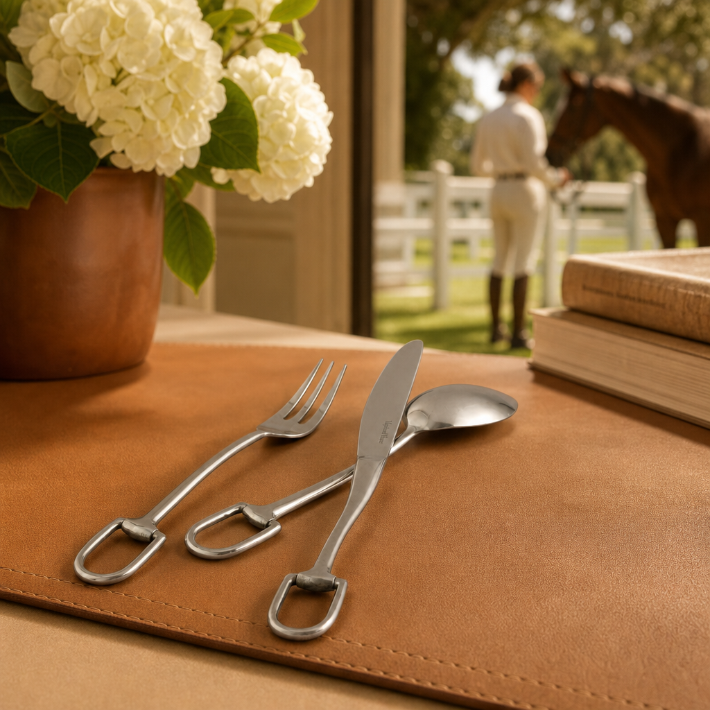 Stirrup Five piece Flatware Set - Stainless Steel Matt Silver 7