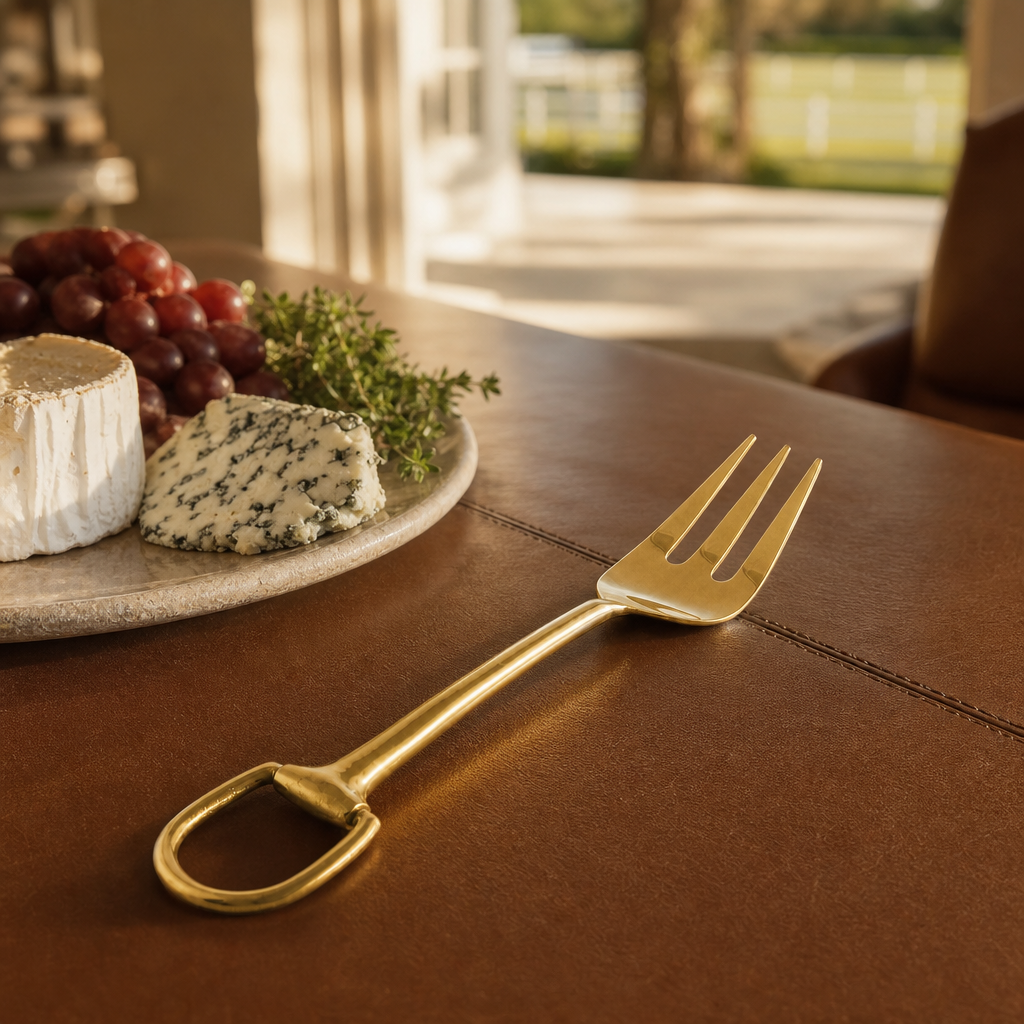 Stirrup Serving Fork - Stainless Steel Shiny Gold 5