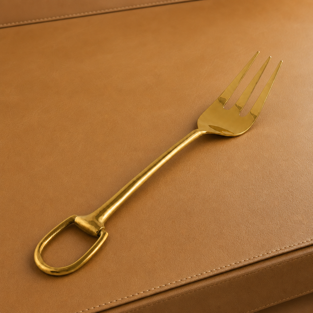 Stirrup Serving Fork - Stainless Steel Shiny Gold 1