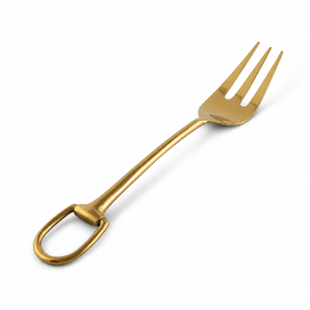 Stirrup Serving Fork - Stainless Steel Shiny Gold 1