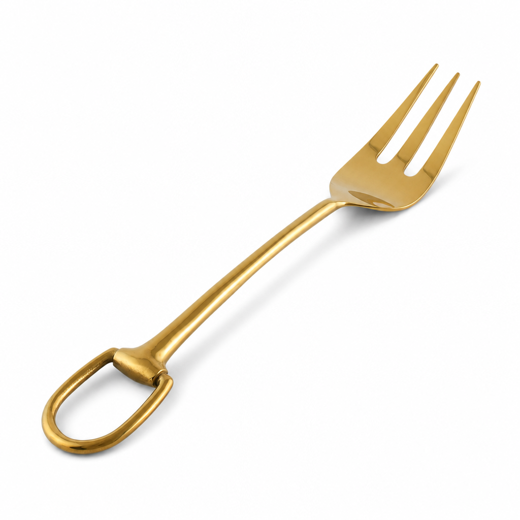 Stirrup Serving Fork - Stainless Steel Shiny Gold 1