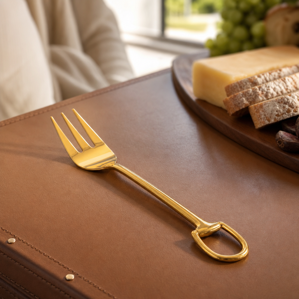 Stirrup Serving Fork - Stainless Steel Shiny Gold 6