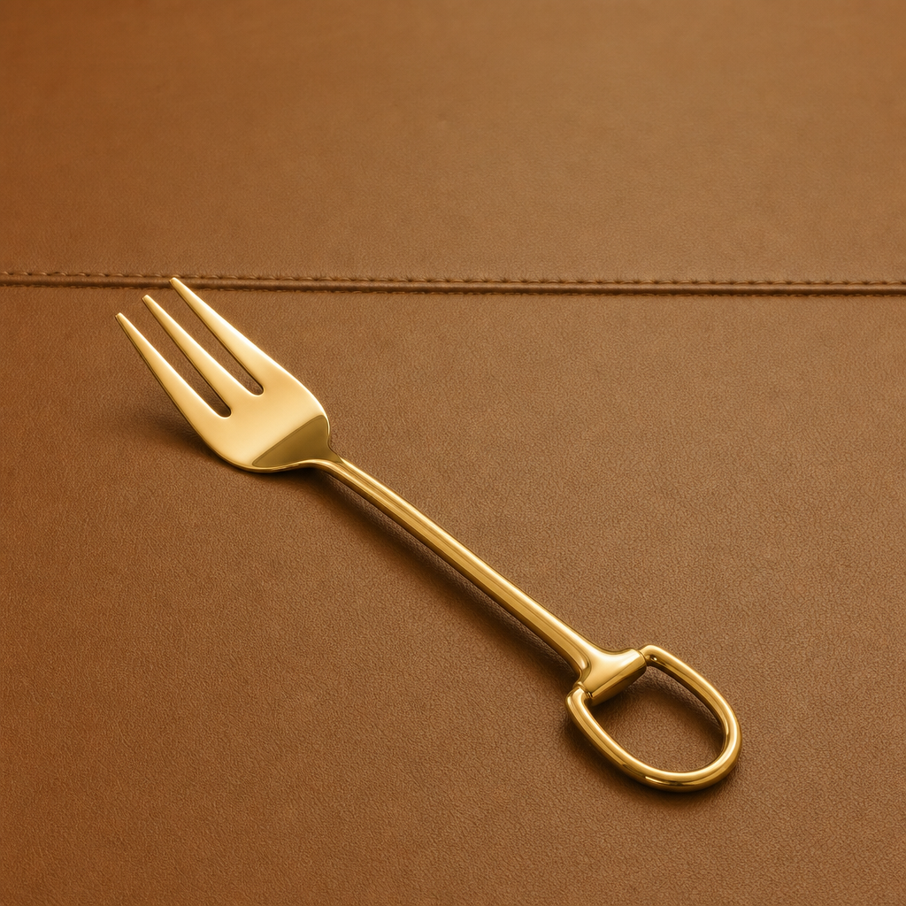 Stirrup Serving Fork - Stainless Steel Shiny Gold 3