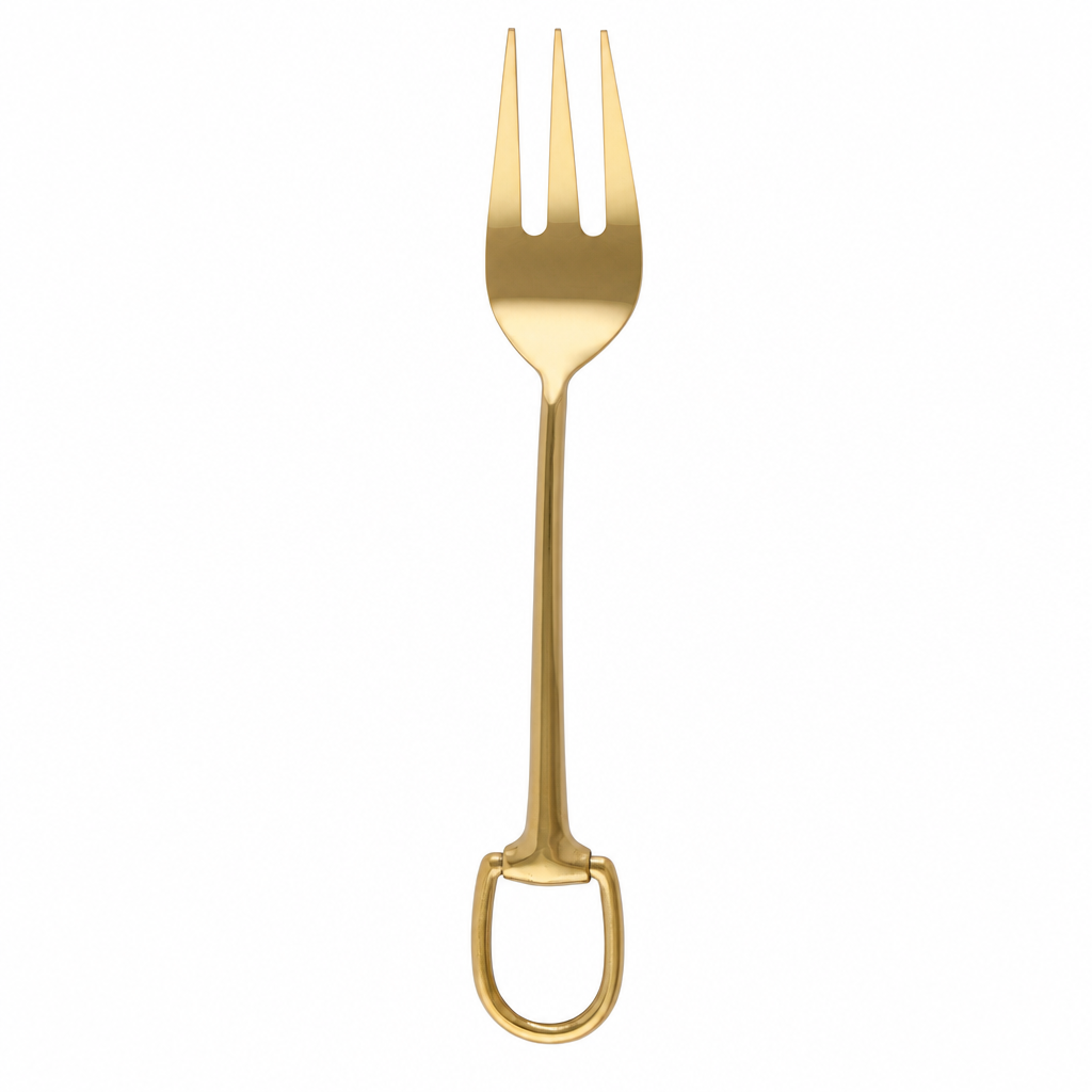 Stirrup Serving Fork - Stainless Steel Shiny Gold 8
