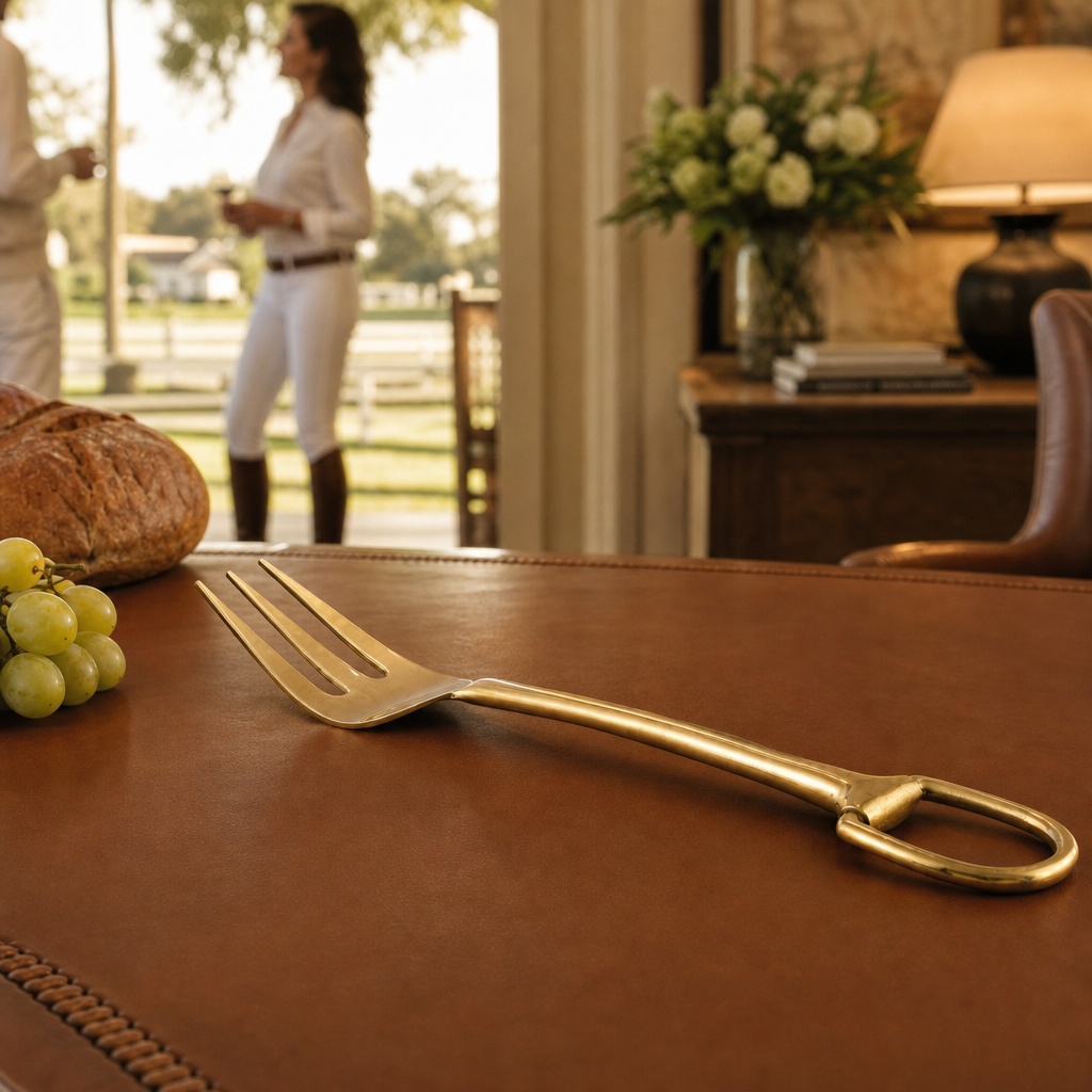 Stirrup Serving Fork - Stainless Steel Shiny Gold 7